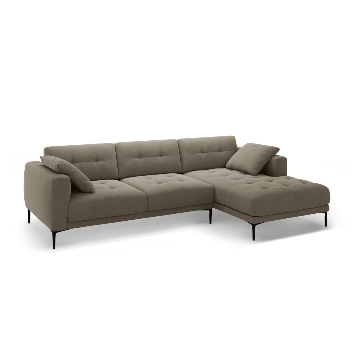 Bemy Ecksofa Rechts aus Samt (Salvador 3) in Grau-Braun, 295x174 cm – Bild 2