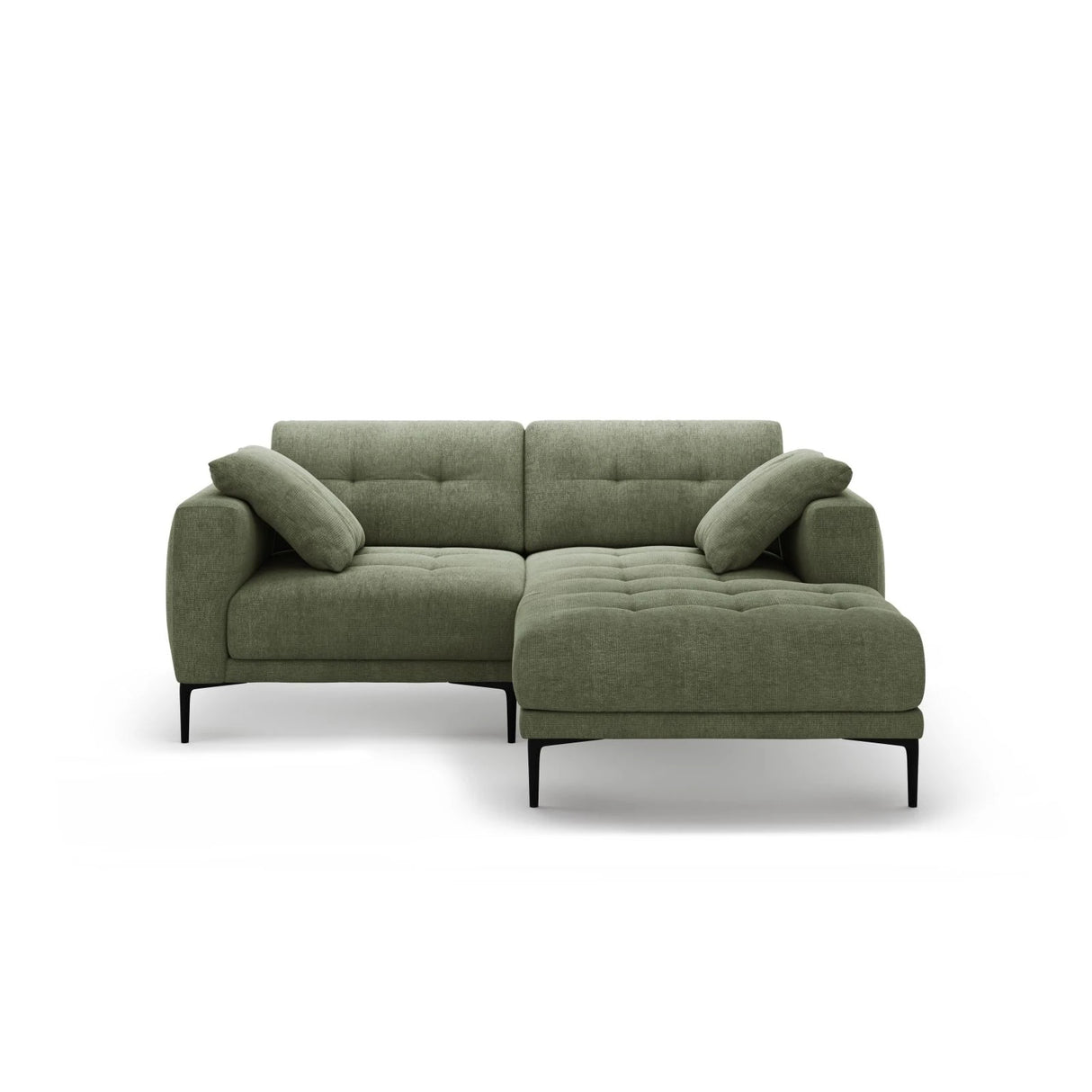 Bemy Ecksofa Rechts aus Strukturierter Stoff (Sorella 34) in Dunkles olivgrün, 205x174 cm – Bild 1