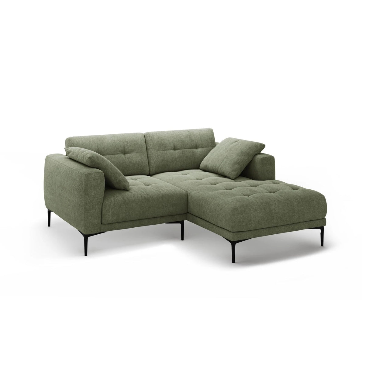 Bemy Ecksofa Rechts aus Strukturierter Stoff (Sorella 34) in Dunkles olivgrün, 205x174 cm – Bild 2