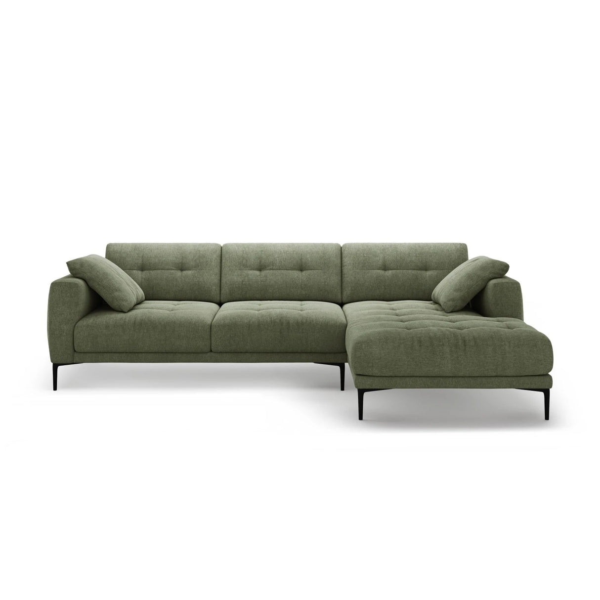 Bemy Ecksofa Rechts aus Strukturierter Stoff (Sorella 34) in Dunkles olivgrün, 295x174 cm – Bild 1