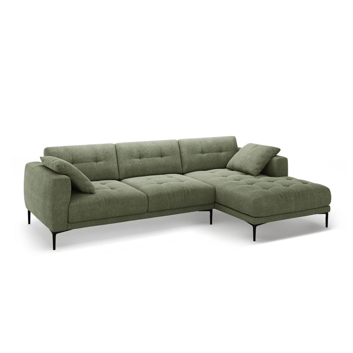 Bemy Ecksofa Rechts aus Strukturierter Stoff (Sorella 34) in Dunkles olivgrün, 295x174 cm – Bild 2