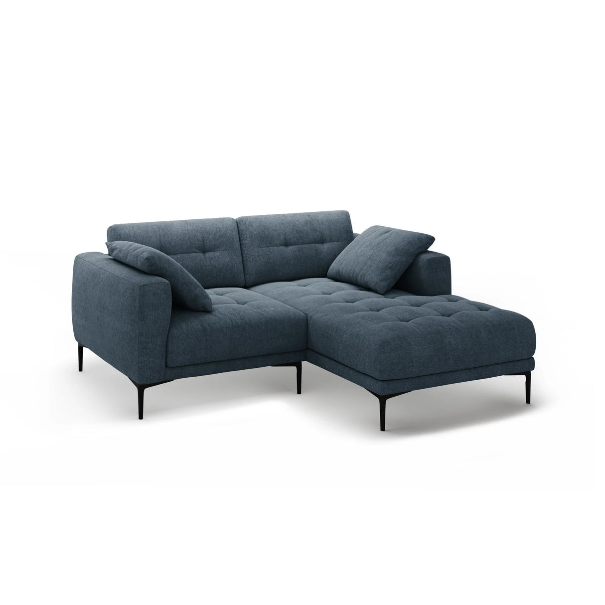 Bemy Ecksofa Rechts aus Strukturierter Stoff (Sorella 77) in Dunkelblau, 205x174 cm – Bild 2