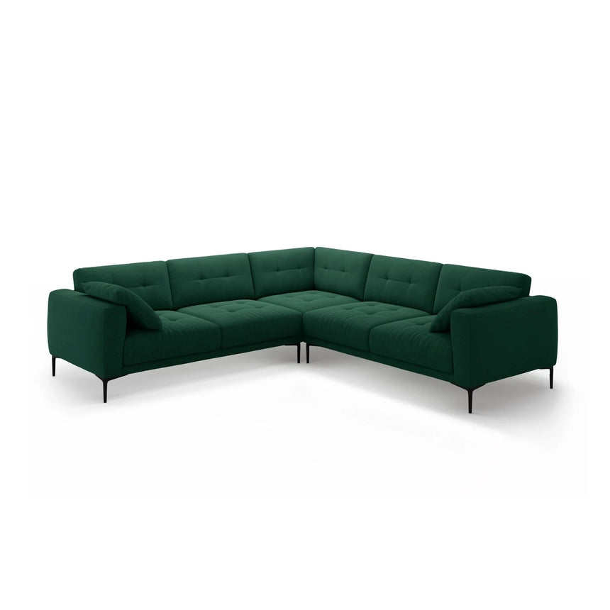 Bemy Ecksofa symmetrisch aus Samt (Salvador 7) in Flaschengrün, 290x290 cm – Bild 2