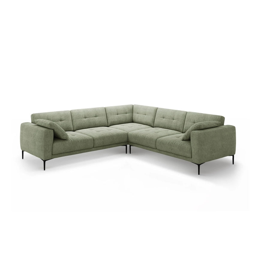 Bemy Ecksofa symmetrisch aus Strukturierter Stoff (Sorella 34) in Dunkles olivgrün, 290x290 cm – Bild 1