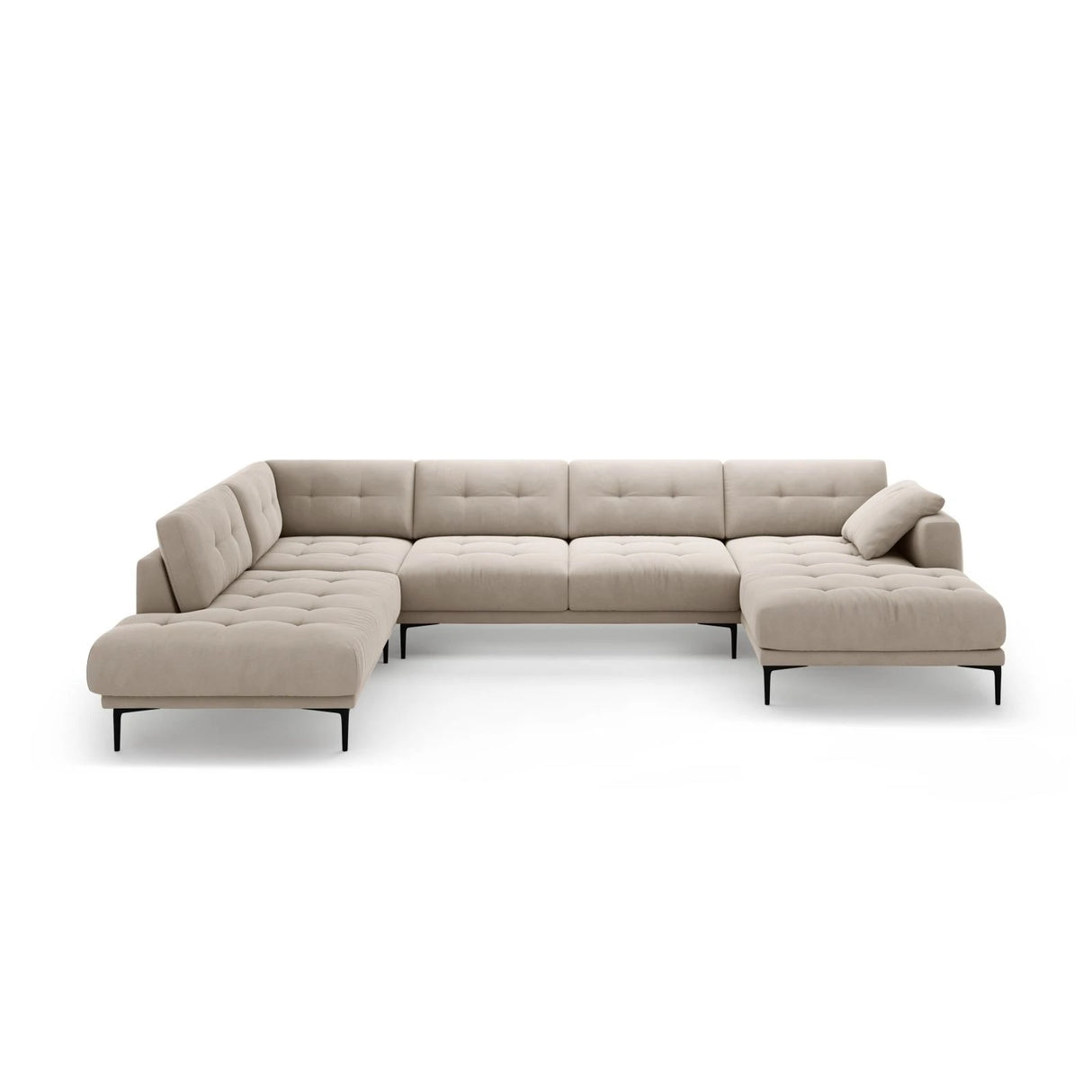 Bemy Panorama-Ecksofa Links aus Samt (Salvador 1) in Beige, 373x240 cm – Bild 1