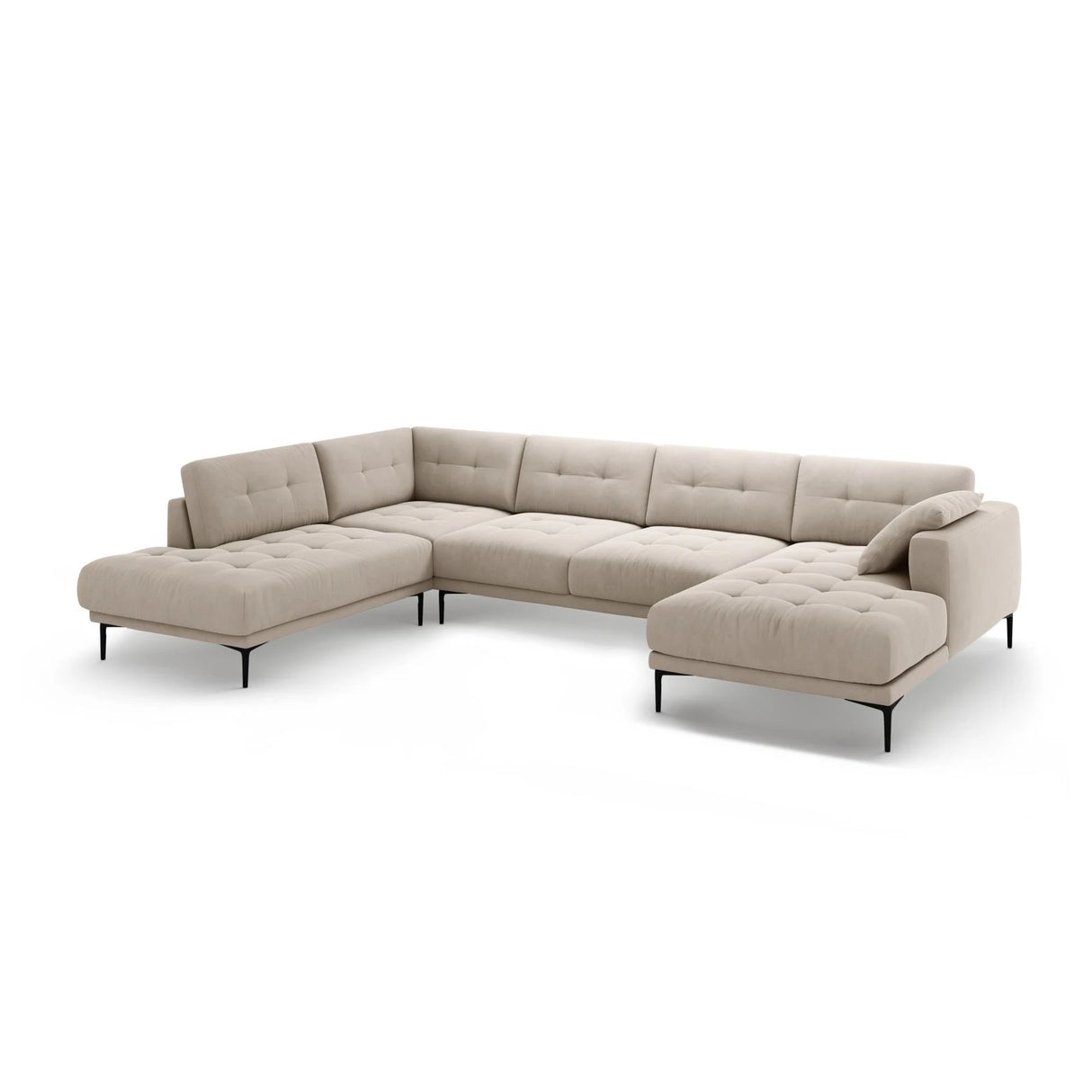 Bemy Panorama-Ecksofa Links aus Samt (Salvador 1) in Beige, 373x240 cm – Bild 2