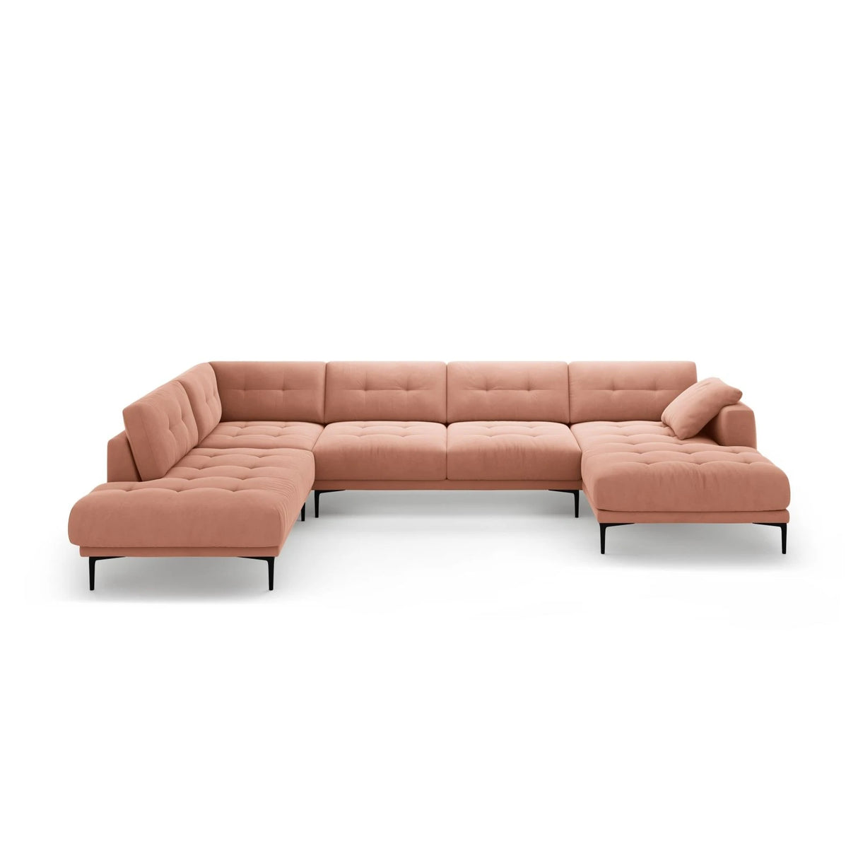 Bemy Panorama-Ecksofa Links aus Samt (Salvador 11) in Rosa, 373x240 cm – Bild 1