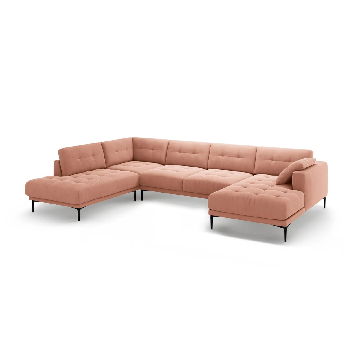 Bemy Panorama-Ecksofa Links aus Samt (Salvador 11) in Rosa, 373x240 cm – Bild 2