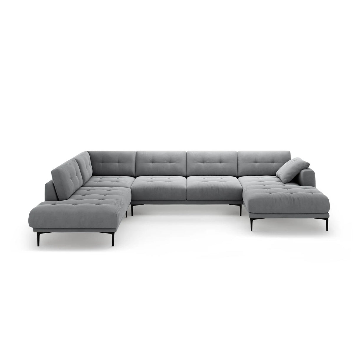 Bemy Panorama-Ecksofa Links aus Samt (Salvador 17) in Grau, 373x240 cm – Bild 1