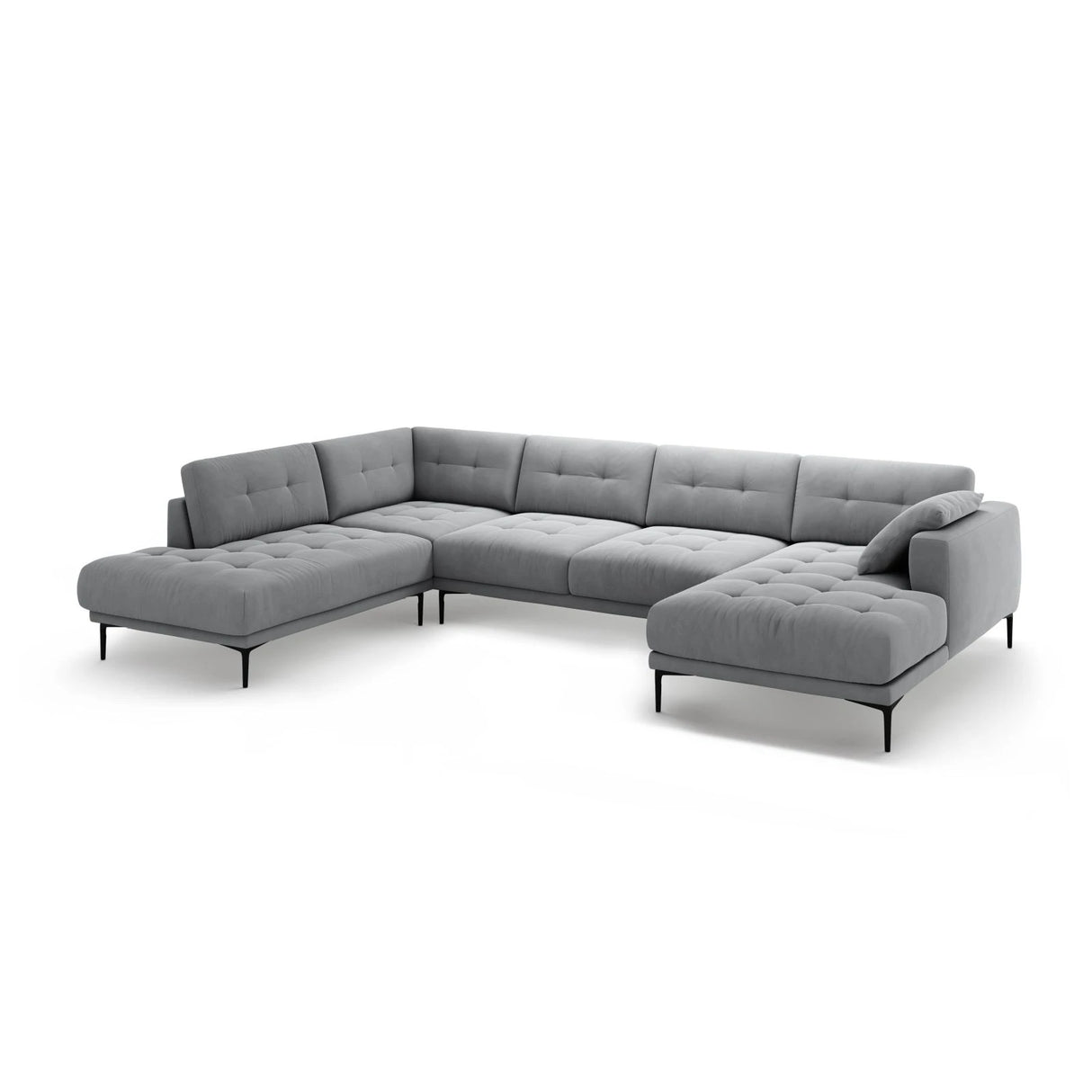 Bemy Panorama-Ecksofa Links aus Samt (Salvador 17) in Grau, 373x240 cm – Bild 2
