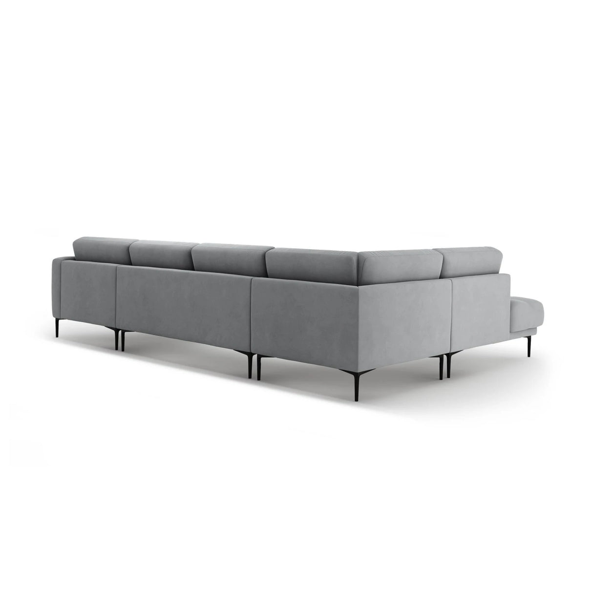 Bemy Panorama-Ecksofa Links aus Samt (Salvador 17) in Grau, 373x240 cm – Bild 3