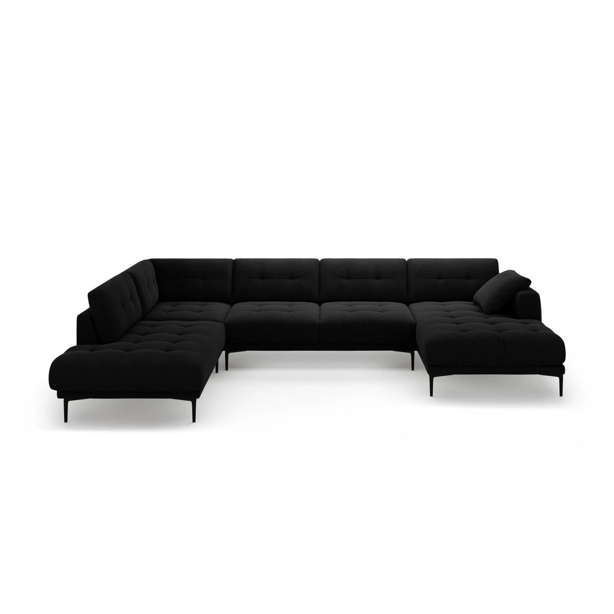 Bemy Panorama-Ecksofa Links aus Samt (Salvador 19) in Schwarz, 373x240 cm – Bild 1