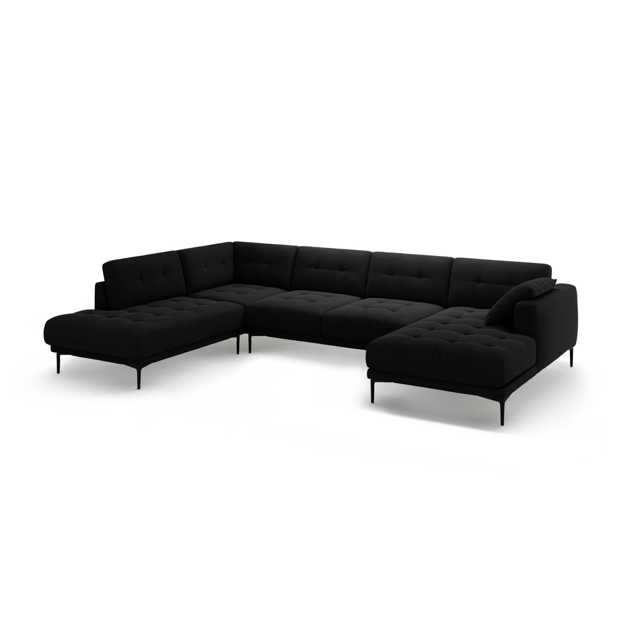 Bemy Panorama-Ecksofa Links aus Samt (Salvador 19) in Schwarz, 373x240 cm – Bild 2