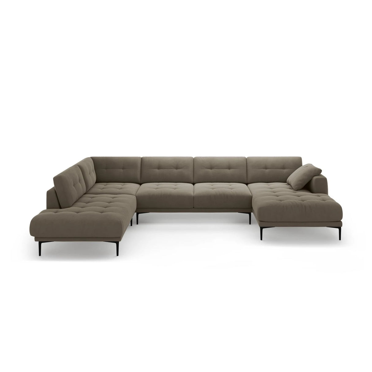Bemy Panorama-Ecksofa Links aus Samt (Salvador 3) in Grau-Braun, 373x240 cm – Bild 1