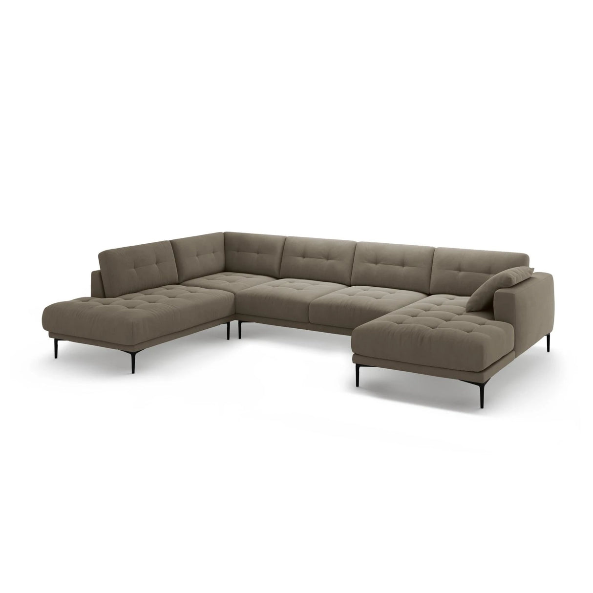 Bemy Panorama-Ecksofa Links aus Samt (Salvador 3) in Grau-Braun, 373x240 cm – Bild 2
