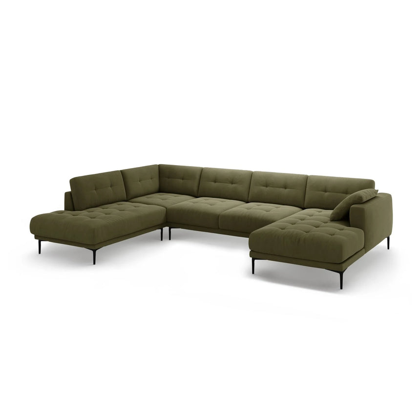 Bemy Panorama-Ecksofa Links aus Samt (Salvador 8) in Grün, 373x240 cm – Bild 2
