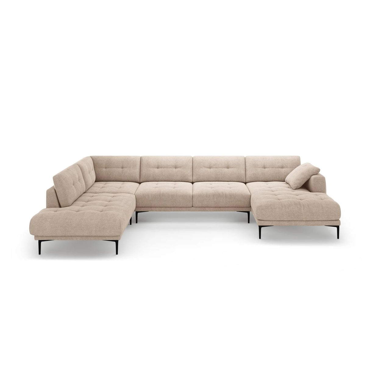 Bemy Panorama-Ecksofa Links aus Strukturierter Stoff (Sorella 05) in Sand, 373x240 cm – Bild 1