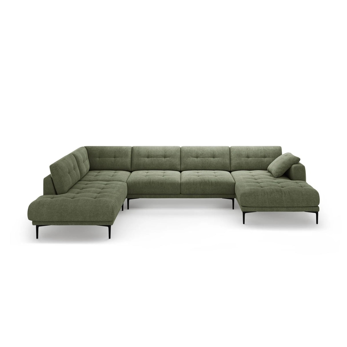 Bemy Panorama-Ecksofa Links aus Strukturierter Stoff (Sorella 34) in Dunkles olivgrün, 373x240 cm – Bild 1