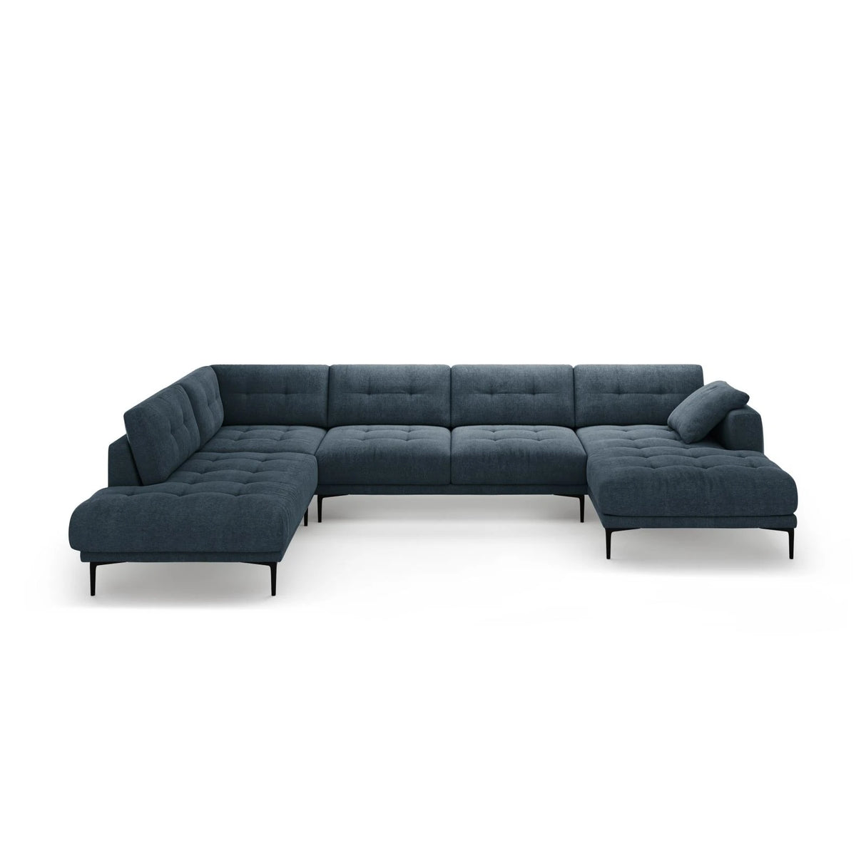 Bemy Panorama-Ecksofa Links aus Strukturierter Stoff (Sorella 77) in Dunkelblau, 373x240 cm – Bild 1