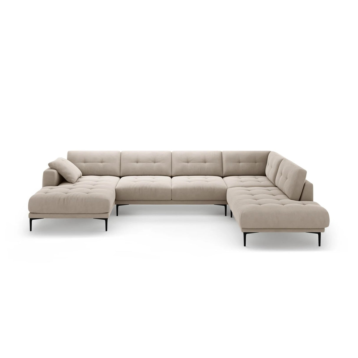Bemy Panorama-Ecksofa Rechts aus Samt (Salvador 1) in Beige, 373x240 cm – Bild 1