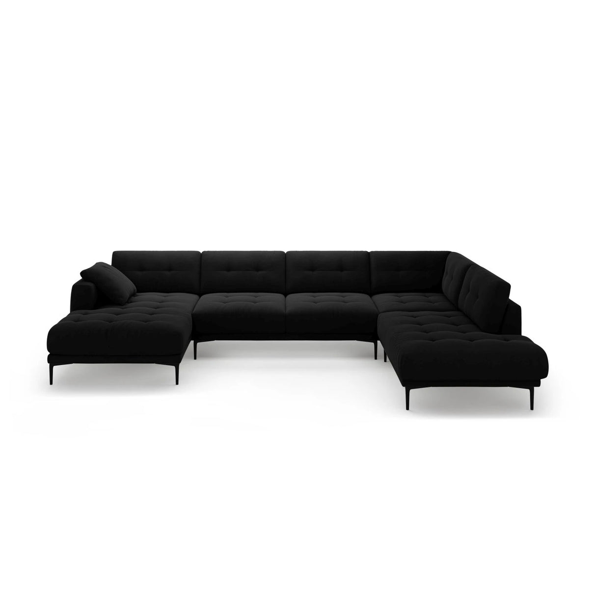 Bemy Panorama-Ecksofa Rechts aus Samt (Salvador 19) in Schwarz, 373x240 cm – Bild 1