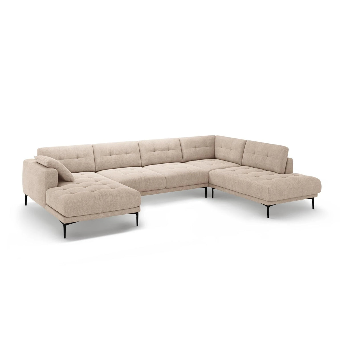 Bemy Panorama-Ecksofa Rechts aus Strukturierter Stoff (Sorella 05) in Sand, 373x240 cm – Bild 2