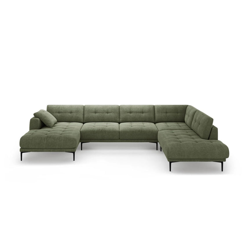 Bemy Panorama-Ecksofa Rechts aus Strukturierter Stoff (Sorella 34) in Dunkles olivgrün, 373x240 cm – Bild 1