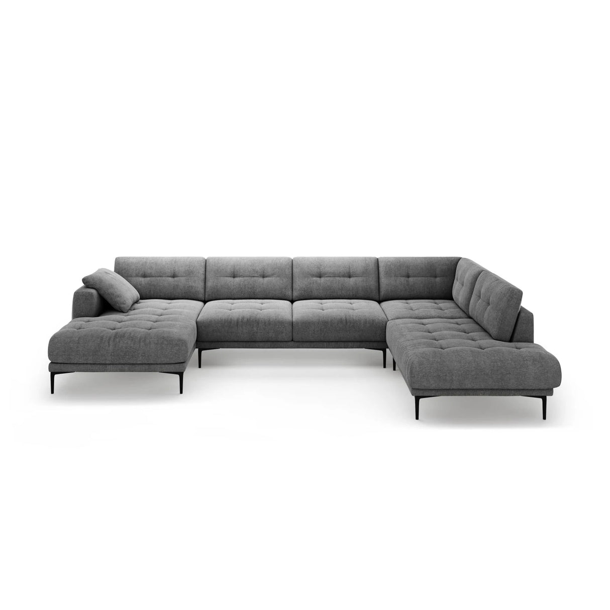 Bemy Panorama-Ecksofa Rechts aus Strukturierter Stoff (Sorella 89) in Grau, 373x240 cm – Bild 1