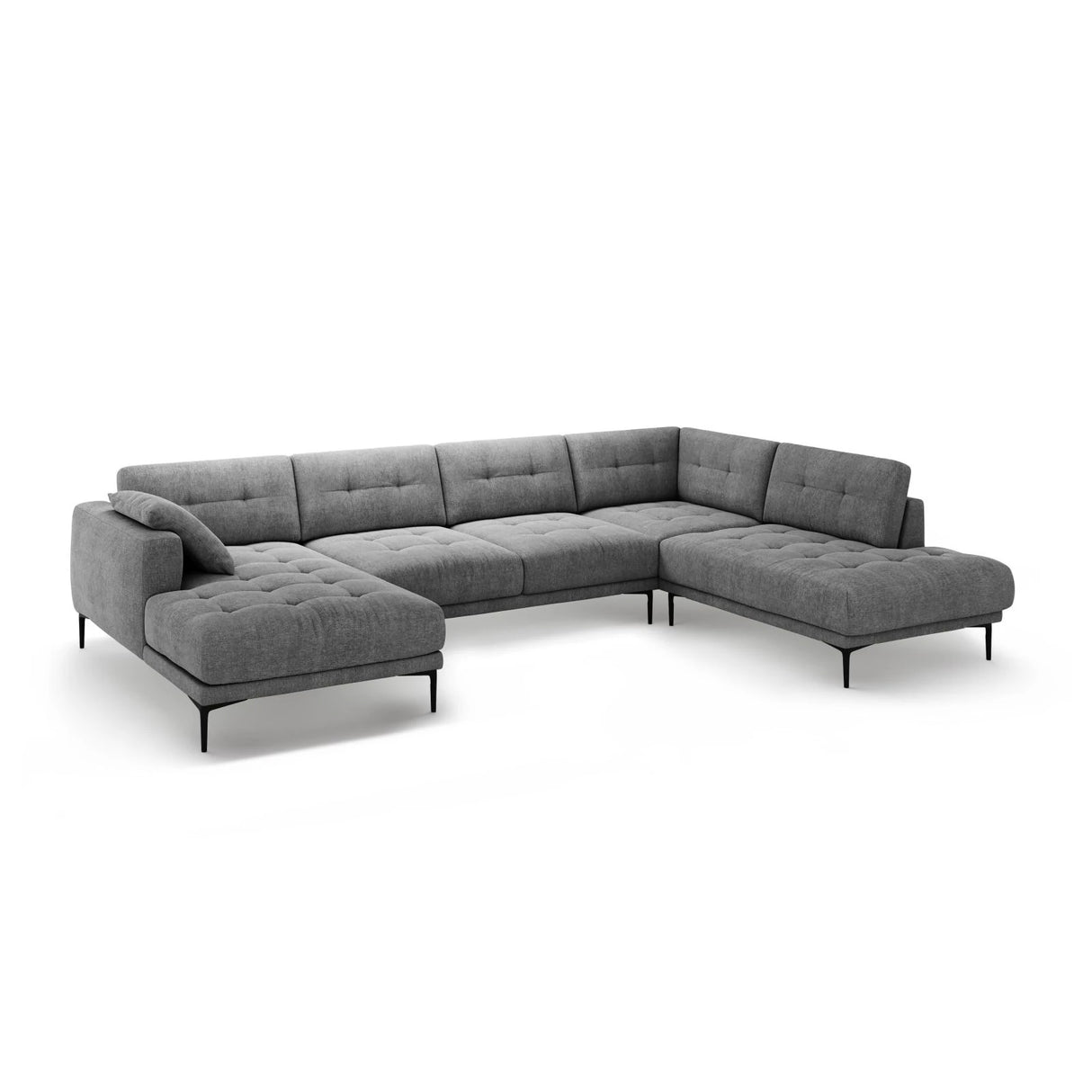 Bemy Panorama-Ecksofa Rechts aus Strukturierter Stoff (Sorella 89) in Grau, 373x240 cm – Bild 2