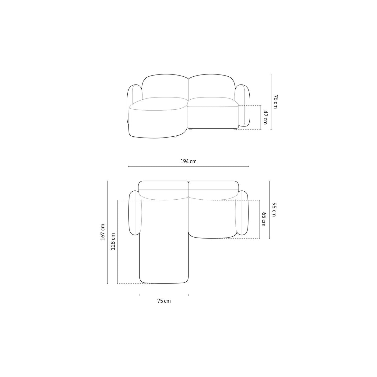 Blair 3-Sitzer Ecksofa Links, mit Bezug aus Chenille (Leg13) in Blue Melange, 194x167 cm – Bild 3