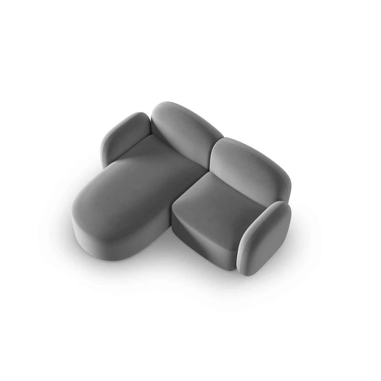 Blair 3-Sitzer Ecksofa Links, mit Bezug aus Samt (CasAsh) in Hellgrau, 194x167 cm – Bild 4