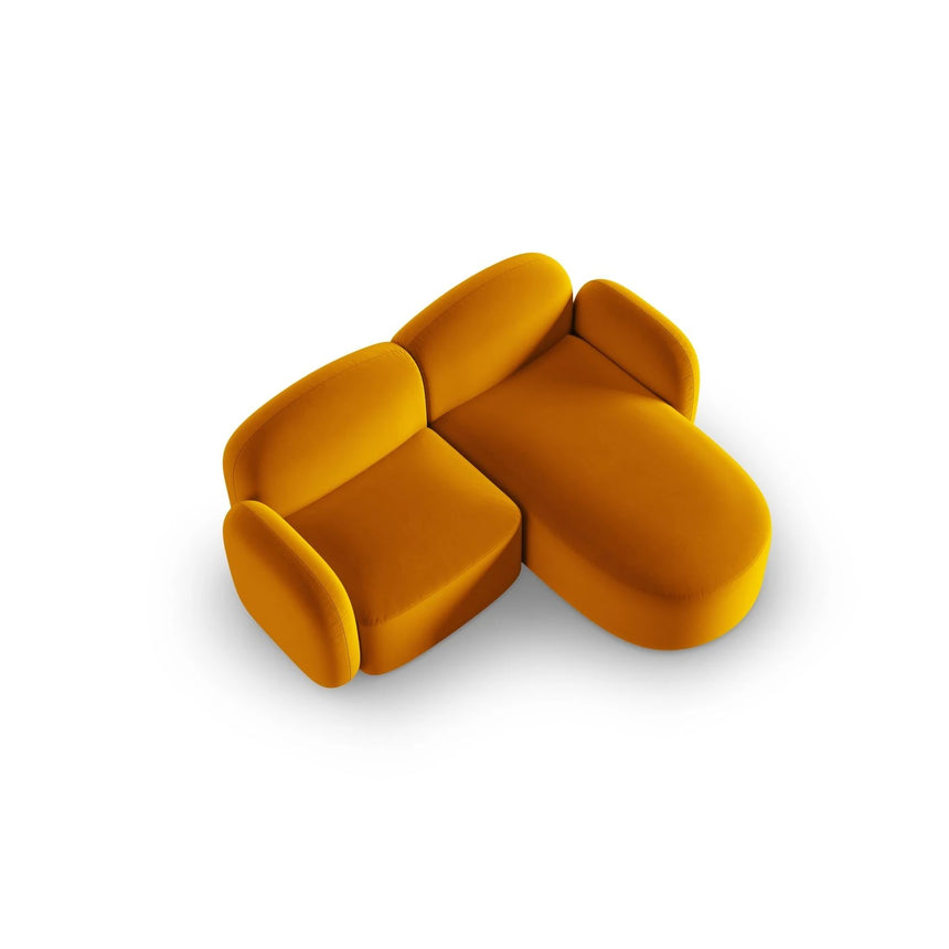 Blair 3-Sitzer Ecksofa Rechts, mit Bezug aus Samt (CasMos) in Gelb, 194x167 cm – Bild 4