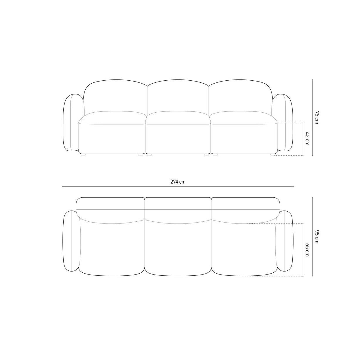 Blair 3-Sitzer Sofa mit Bezug aus Chenille (Leg20) in Silver Melange, 274x95 cm – Bild 3