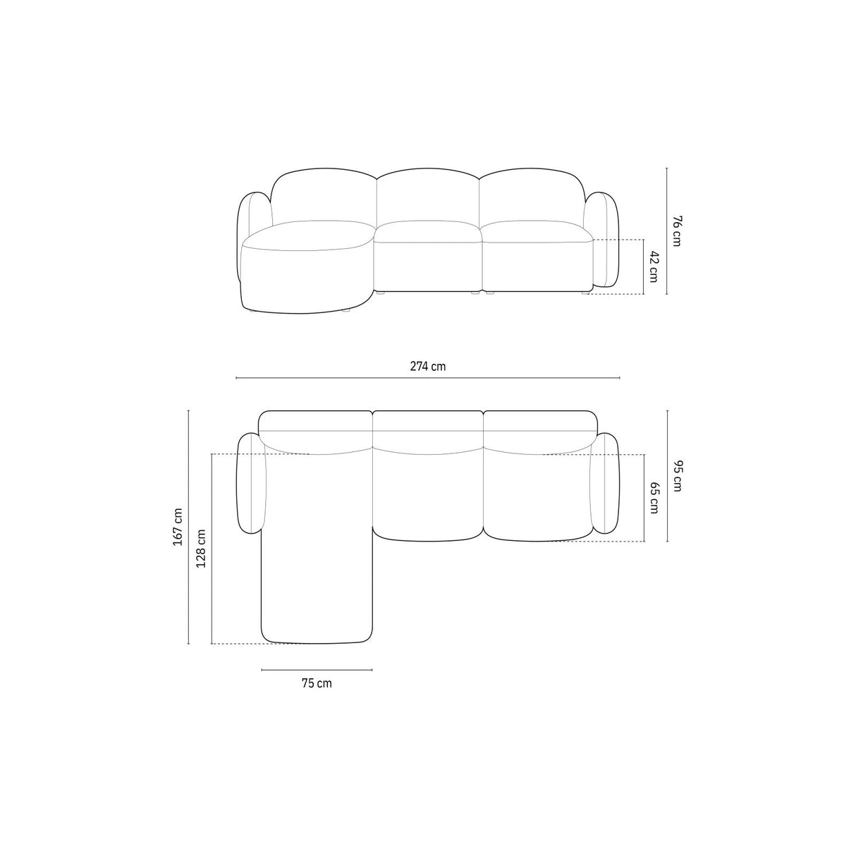 Blair 4-Sitzer Ecksofa Links, mit Bezug aus Chenille (Leg13) in Blue Melange, 274x167 cm – Bild 3