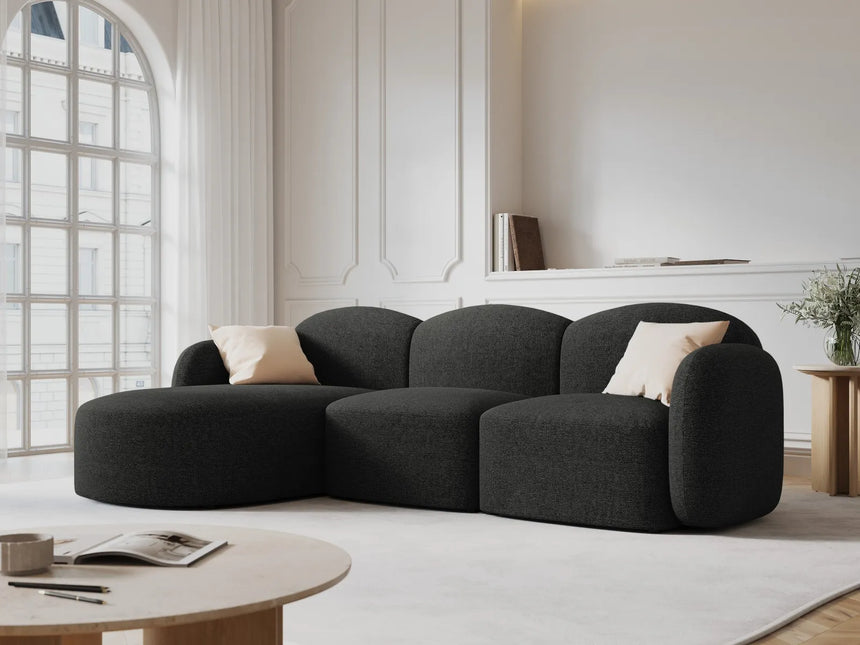 Blair 4-Sitzer Ecksofa Links, mit Bezug aus Chenille (Leg19) in Black Melange, 274x167 cm – Bild 2