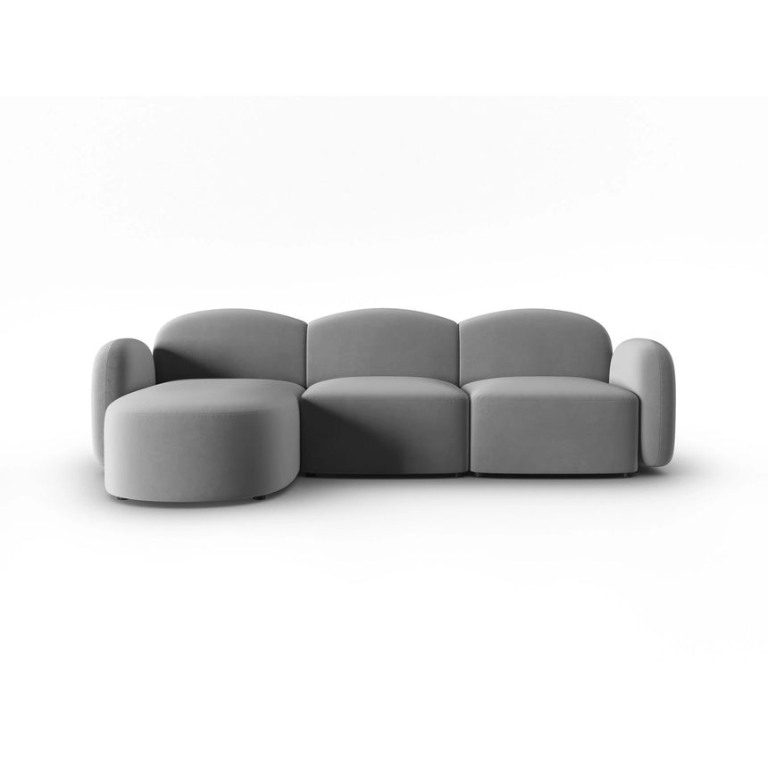 Blair 4-Sitzer Ecksofa Links, mit Bezug aus Samt (CasAsh) in Hellgrau, 274x167 cm – Bild 1