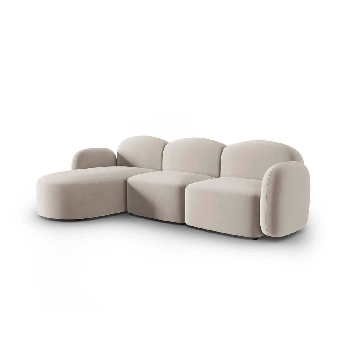 Blair 4-Sitzer Ecksofa Links, mit Bezug aus Samt (CasSan) in Ecru, 274x167 cm – Bild 2