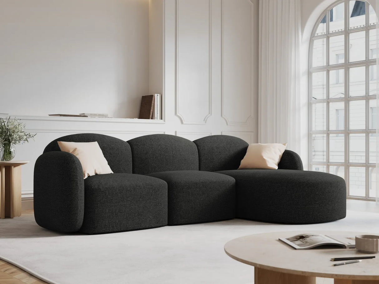 Blair 4-Sitzer Ecksofa Rechts, mit Bezug aus Chenille (Leg19) in Black Melange, 274x167 cm – Bild 2