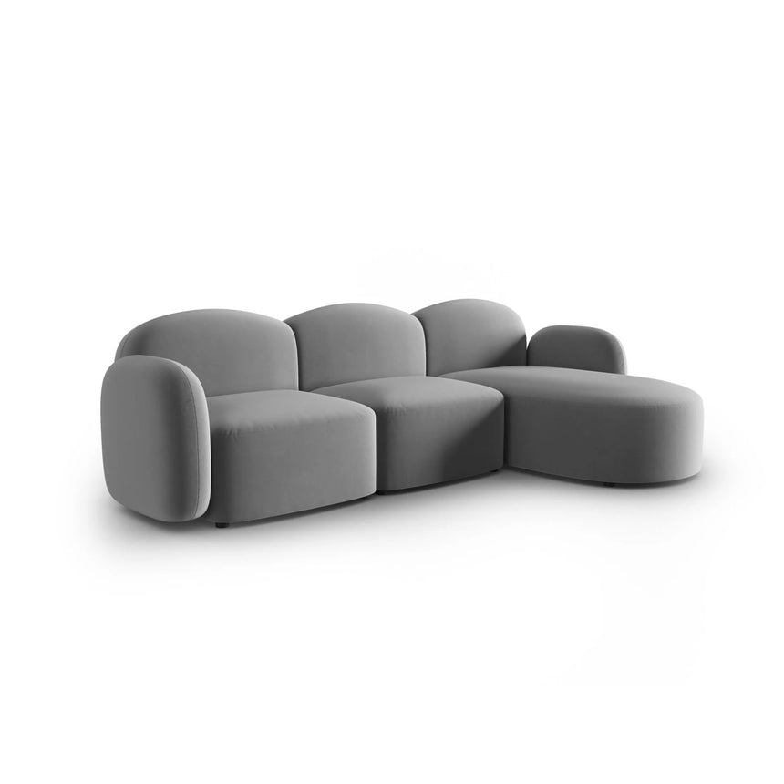 Blair 4-Sitzer Ecksofa Rechts, mit Bezug aus Samt (CasAsh) in Hellgrau, 274x167 cm – Bild 2