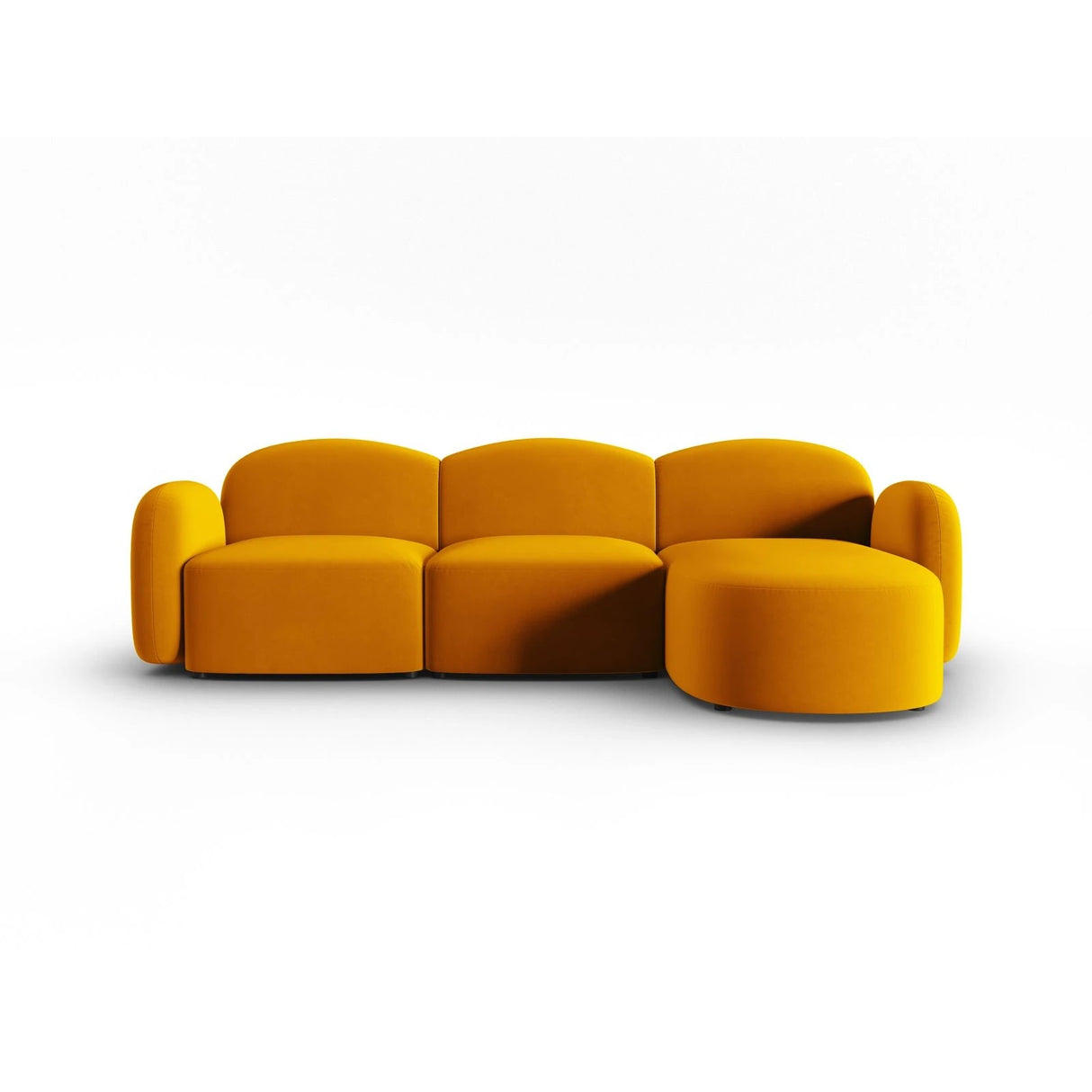 Blair 4-Sitzer Ecksofa Rechts, mit Bezug aus Samt (CasMos) in Gelb, 274x167 cm – Bild 1