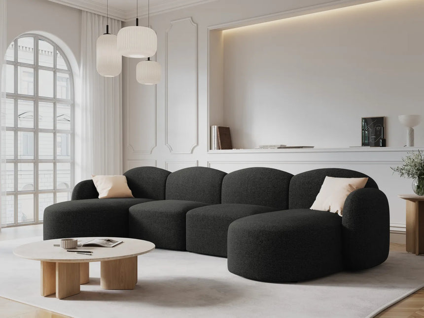 Blair 6-Sitzer Panorama-Sofa mit Bezug aus Chenille (Leg19) in Black Melange, 354x167 cm – Bild 2