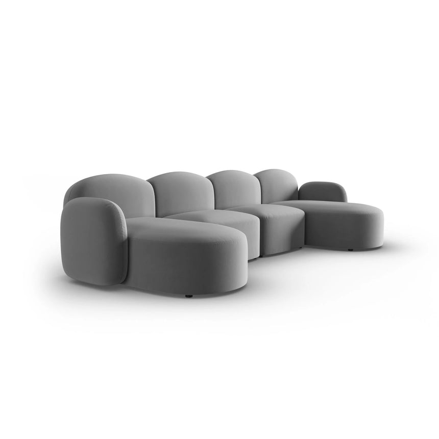 Blair 6-Sitzer Panorama-Sofa mit Bezug aus Samt (CasAsh) in Hellgrau, 354x167 cm – Bild 2