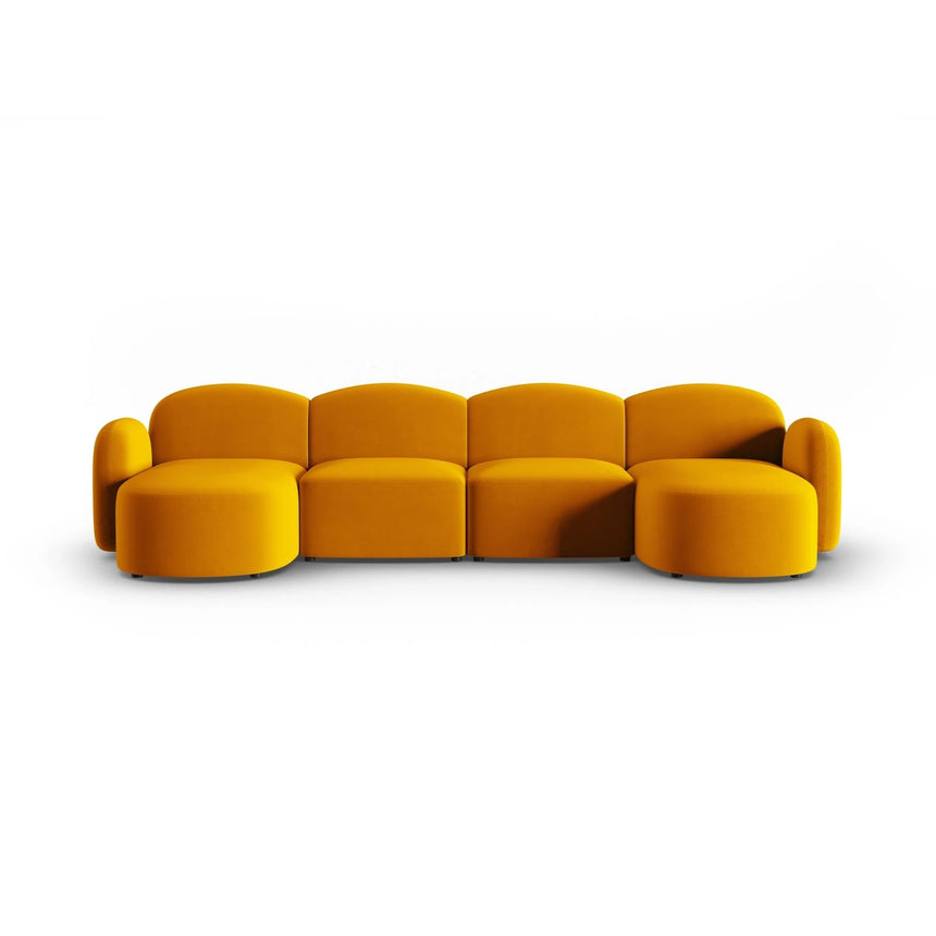 Blair 6-Sitzer Panorama-Sofa mit Bezug aus Samt (CasMos) in Gelb, 354x167 cm – Bild 1