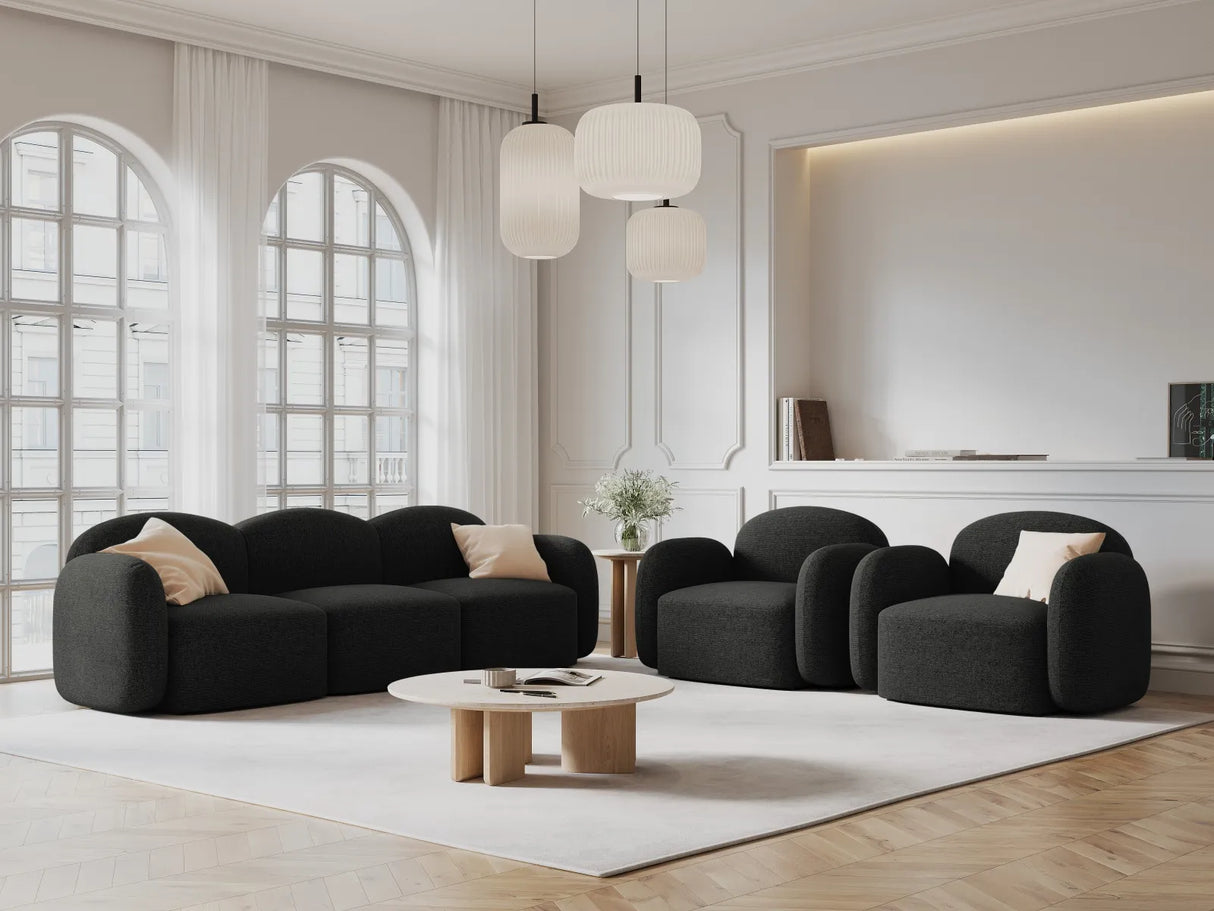 Blair Sessel mit Bezug aus Chenille (Leg19) in Black Melange, 119x95 cm – Bild 2