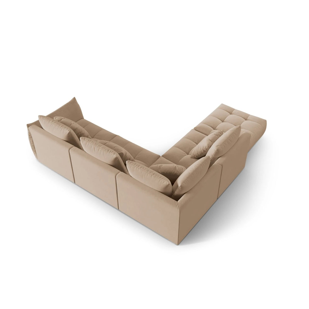 Bloom modulares 4-Sitzer Ecksofa Links, mit Bezug aus Samt (Casino Lion) in Sand, 316x310 cm – Bild 4