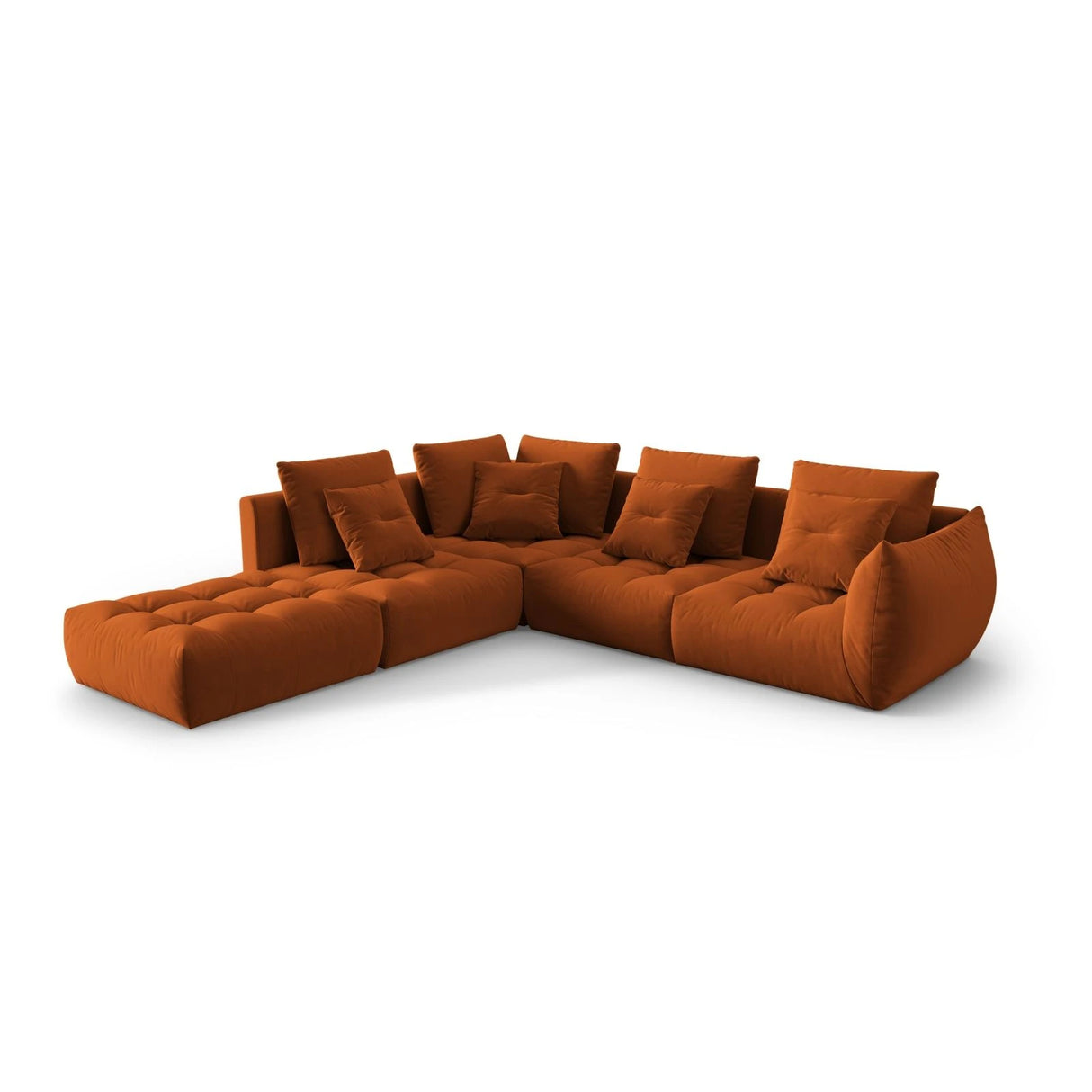 Bloom modulares 4-Sitzer Ecksofa Links, mit Bezug aus Samt (Casino Terracota) in Terrakotta, 316x310 cm – Bild 3
