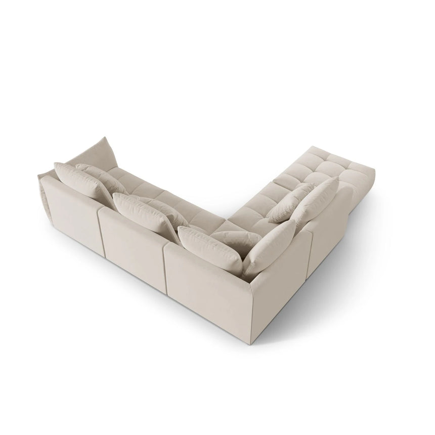 Bloom modulares 4-Sitzer Ecksofa Links, mit Bezug aus Samt oder Strukturstoff, 316x310 cm – Bild 4