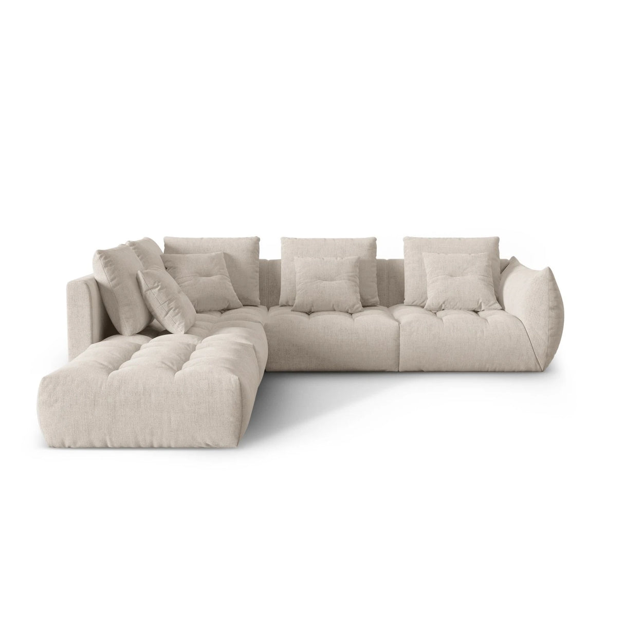 Bloom modulares 4-Sitzer Ecksofa Links, mit Bezug aus Strukturierter Stoff (City 05) in Dark Beige, 316x310 cm – Bild 1