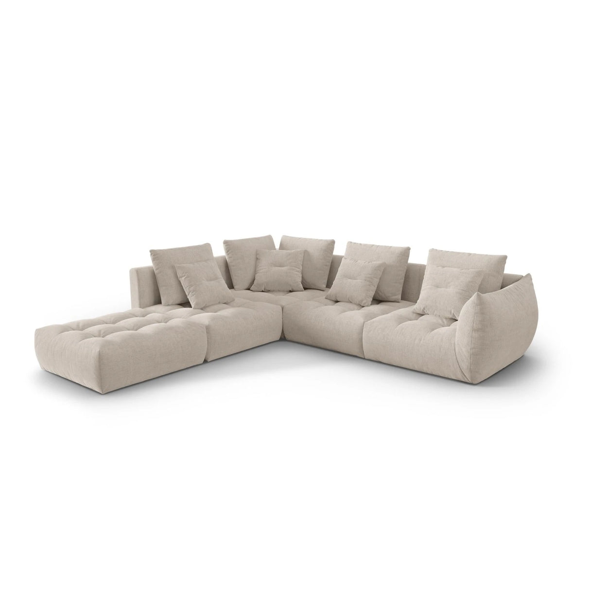 Bloom modulares 4-Sitzer Ecksofa Links, mit Bezug aus Strukturierter Stoff (City 05) in Dark Beige, 316x310 cm – Bild 3