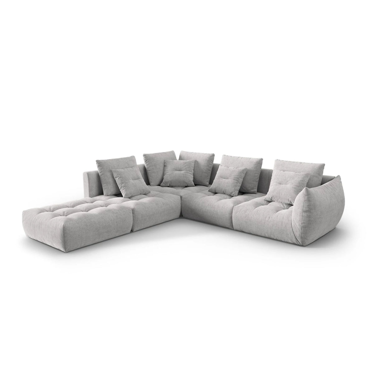 Bloom modulares 4-Sitzer Ecksofa Links, mit Bezug aus Strukturierter Stoff (City 83) in Silver, 316x310 cm – Bild 3